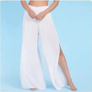 Resort Style Wide Leg Pants - split side Palazzo high waist flowing walk